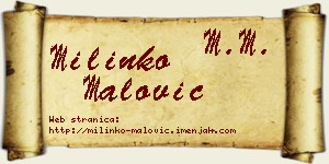 Milinko Malović vizit kartica